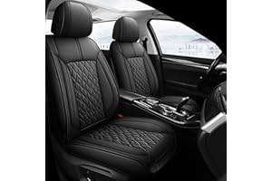 Pariitadin Leather Car Seat Covers Front Pair, Waterproof Breathable Faux Leather Automotive Seat Covers for Cars, Non-Slip Car Interior Covers Universal Fit Most Cars Sedans Trucks SUVs, Black