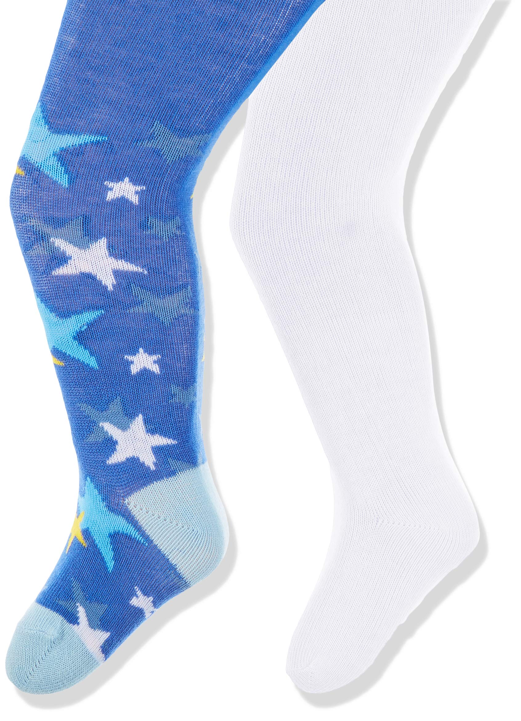 Playshoes Unisex Baby Tights stars pack of 2 498952, 900 - White/Blue, 62-68