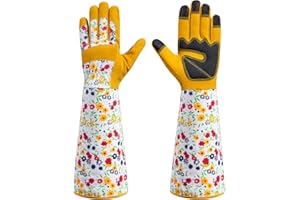 isilila Long Gardening Gloves for Women, Rose Pruning Gloves Thornproof with Forearm Protection, Breathable Work Gloves with Touch