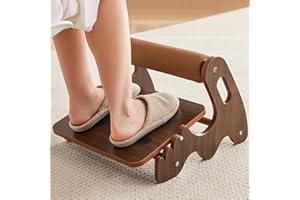 Spacocld Foot Rest for Under Desk at Work- Adjustable Rocking Foot Stool with 3 Height Positions and Soft Crossbar, Ergonomic Wooden Footrest with Anti-Slip Surface for Home, Office