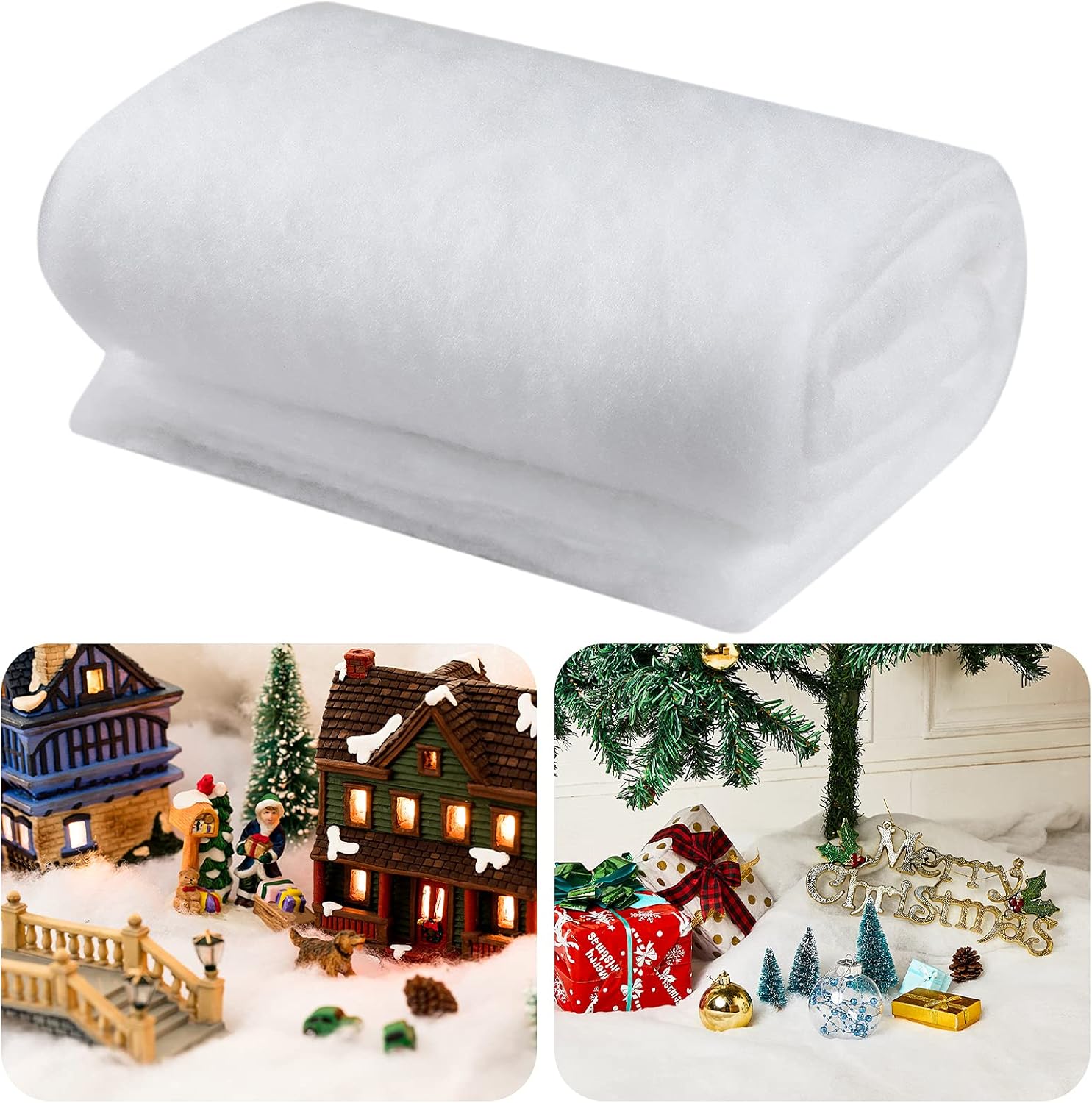Artificial Snow - BBTO Large Artificial Snow Roll Christmas Rustic Snow Blanket Thickened Christmas Faux Snow Sheet Decorations for Holiday(1 Piece,15.7 Inch x 4.9 Feet)
