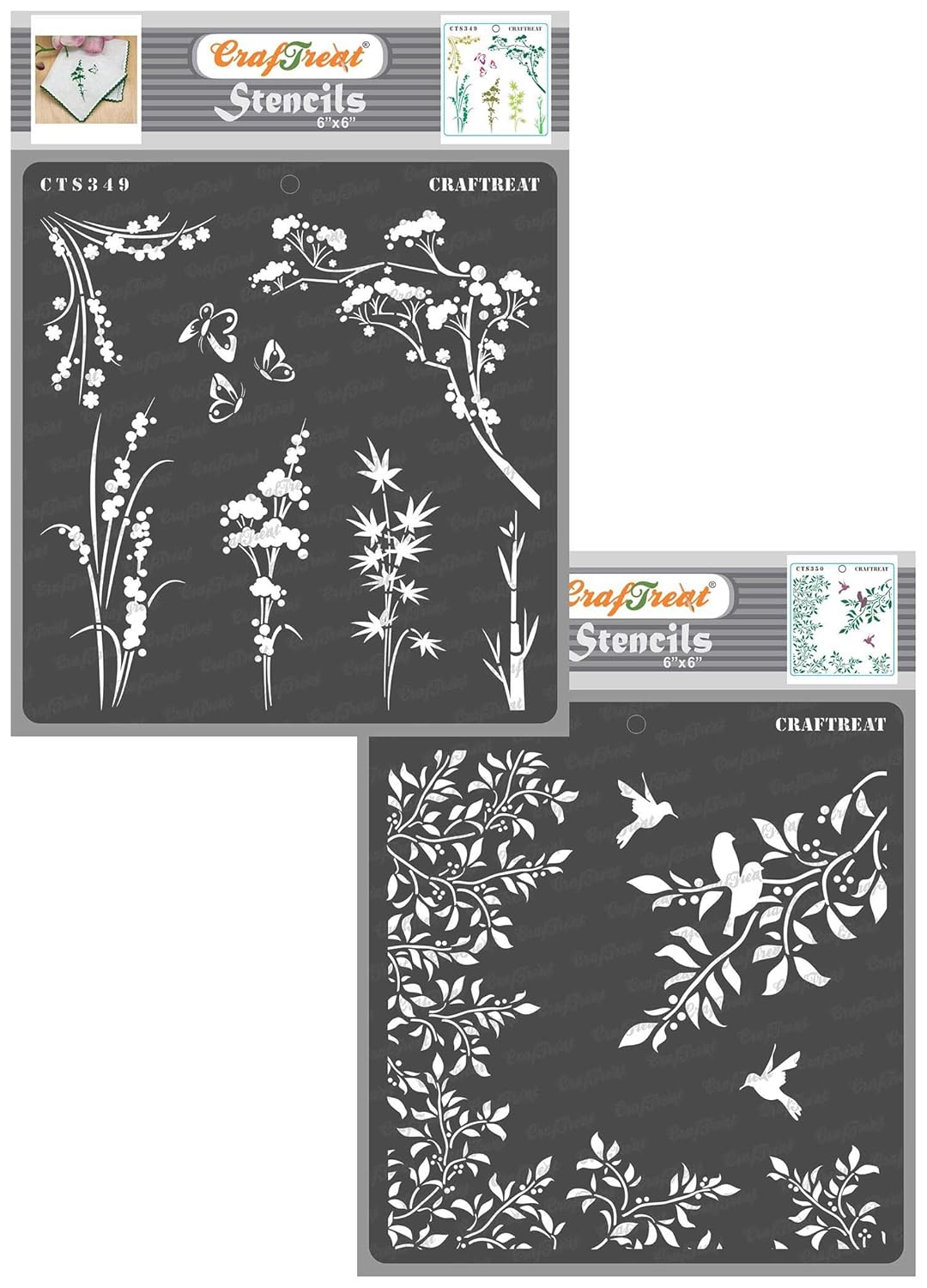 Craftreat Wild Flowers and Leaves and Branch Stencils for
