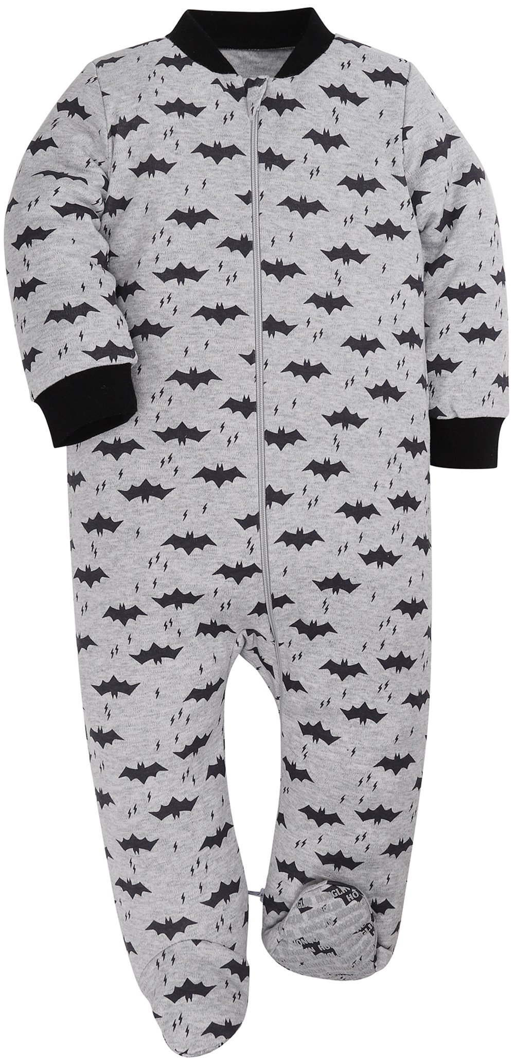HONGLIN Baby Boys 2-Pack Footed Baby Pajamas Sleepers Rompers Striped and Printed Bat100% Cotton with Non-Slipping Sole