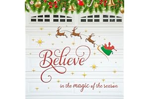 Landhoow 41 Pcs Christmas Garage Door Magnets Decorations Santa Claus Reindeer Star Believe Quote Refrigerator Car Magnets Sticker for Xmas Holiday Party Home Decor
