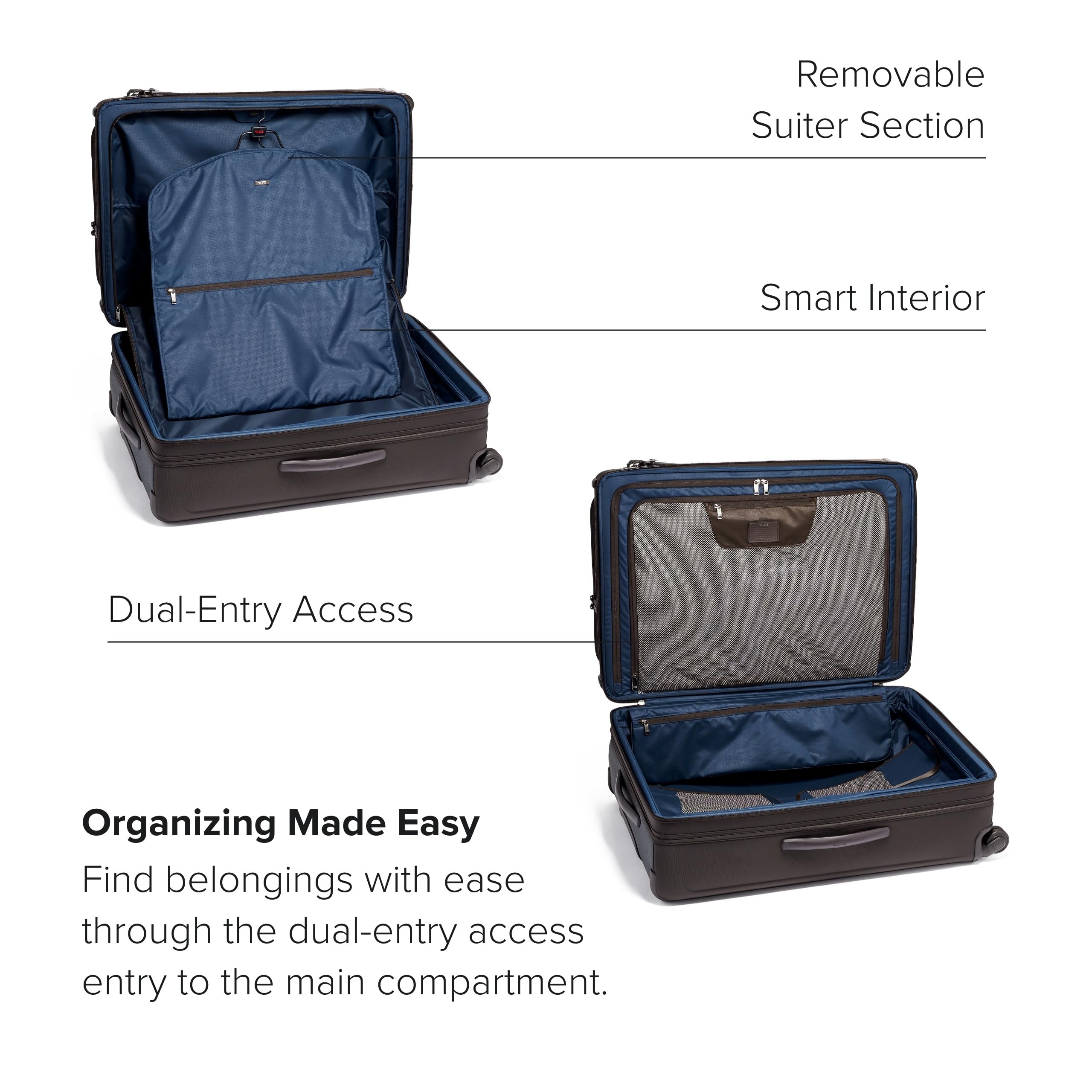 TUMI Alpha International Dual Access 4-Wheeled Carry-on - Expandable, Durable and Compact Luggage with Removable Garment Bag