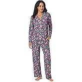 Cuddl Duds Womens Pajama & Lounge Set - Lightweight Long Sleeve Button Down PJ Shirt & Pants - Sleepwear & Loungewear