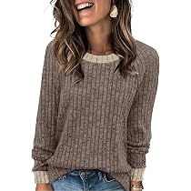 Saloogoe Women's Cable Knit Patchwork Sweater | Long Sleeve Crewneck Loose Fit Top, G-Light Green, Medium
