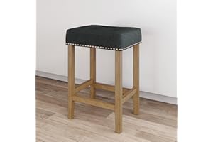 Nathan James Hylie Nailhead Wood Pub-Height Kitchen Counter Bar Stool 24", Gray/Light Brown