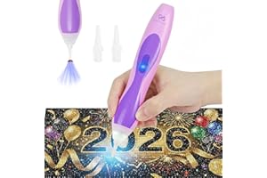 PP OPOUNT Electric Diamond Art Pens with Light, Quiet Suction Diamond Painting Pen, Wireless & Rechargeable, 3 Brightness Levels, Ergonomic Grip, Extra Tips - Perfect Diamond Art Accessories for Crafters