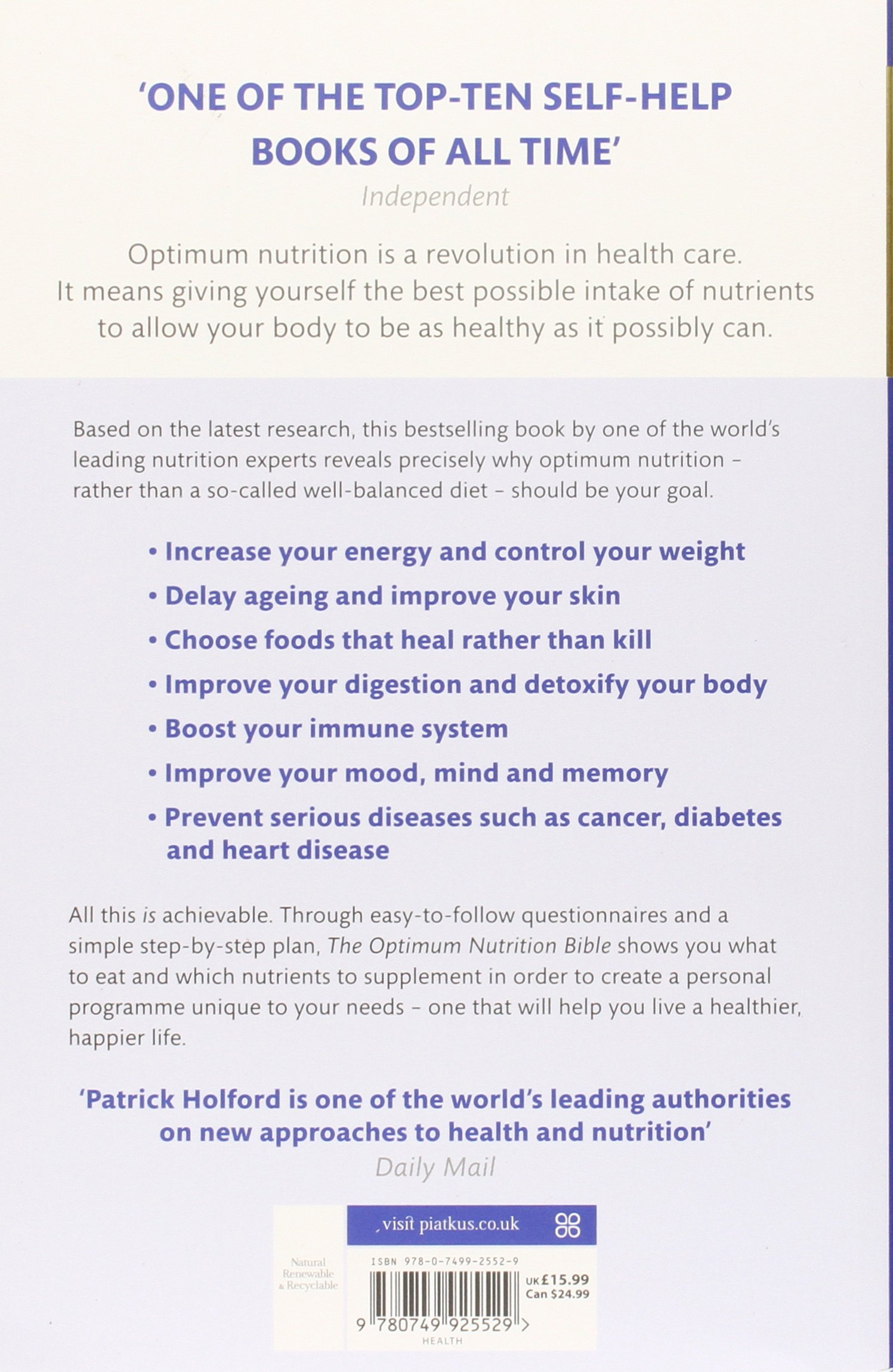 [- The Optimum Nutrition Bible: The Book You Have To Read If Your Care About Your Health: The Book