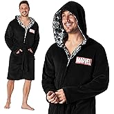 Marvel Fleece Robe with Hood for Men Teens S–3XL Lounge Bathrobe with Pockets & Belt, Cozy Gifts for Men