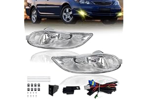 BOXLIGHT Driving Fog Lights Compatible with Toyota Camry 2002-2004/ Corolla 2005-2008/ Solara 2002-2003 Bumper Fog Lamps with Halogen Bulb & Switch and Wiring Kit (Clear Lens) (FBA)