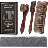 4PCS 100% Horse Hair Brush for Leather Shoe Brush Cleaning Boot Care Horse Hair Brush for Polishing Shining Buffing Dauber Applicator Suede Brush Professional Shoe Shine Brush for Cloth Car Seat Bag