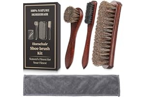 4PCS 100% Horse Hair Brush for Leather Shoe Brush Cleaning Boot Care Horse Hair Brush for Polishing Shining Buffing Dauber Ap