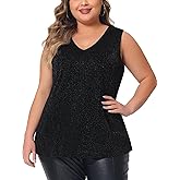 Agnes Orinda Plus Size Sequin Tops for Women Sleeveless Glitter Gradient Tank Club Party Vest 2023