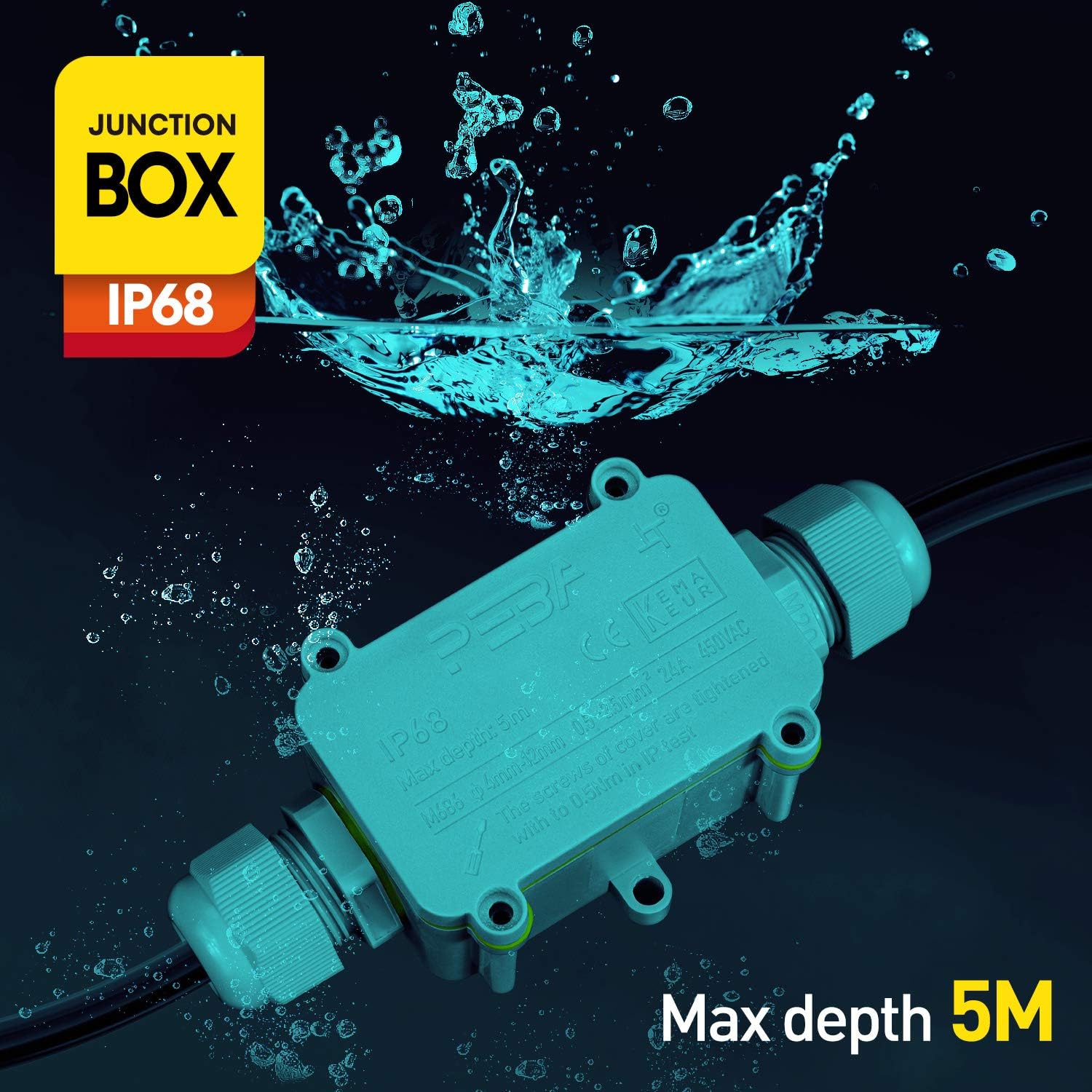 Coupler Box Waterproof Junction Box IP68 2-Way Outdoor Cable Electrical Connector ...