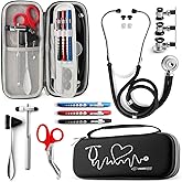Primacare KB-9397-BK Stethoscope Case, Supplies Included, Black with Multiple Compartments, Portable and Lightweight First Ai
