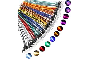 Juasky 110pcs Pre Wired Led Diode 5mm,12v Led Light Emitting Diodes Kit White Red Blue Green Yellow Orange Purple Pink Flash