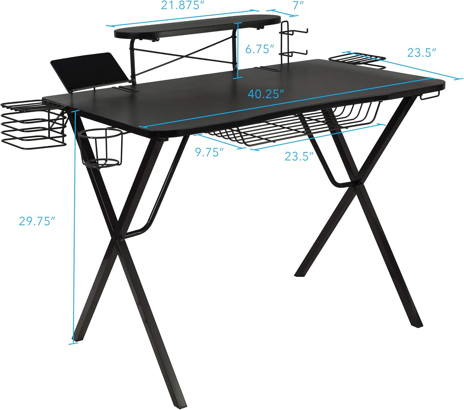 Atlantic Gaming Original Gaming-Desk Pro - Curved-Front, 10 Games, Controller, Headphone & Speaker Storage, 40.25x23.5 inch Curved Front Desktop, Enhanced Larger Design: Furniture & Decor