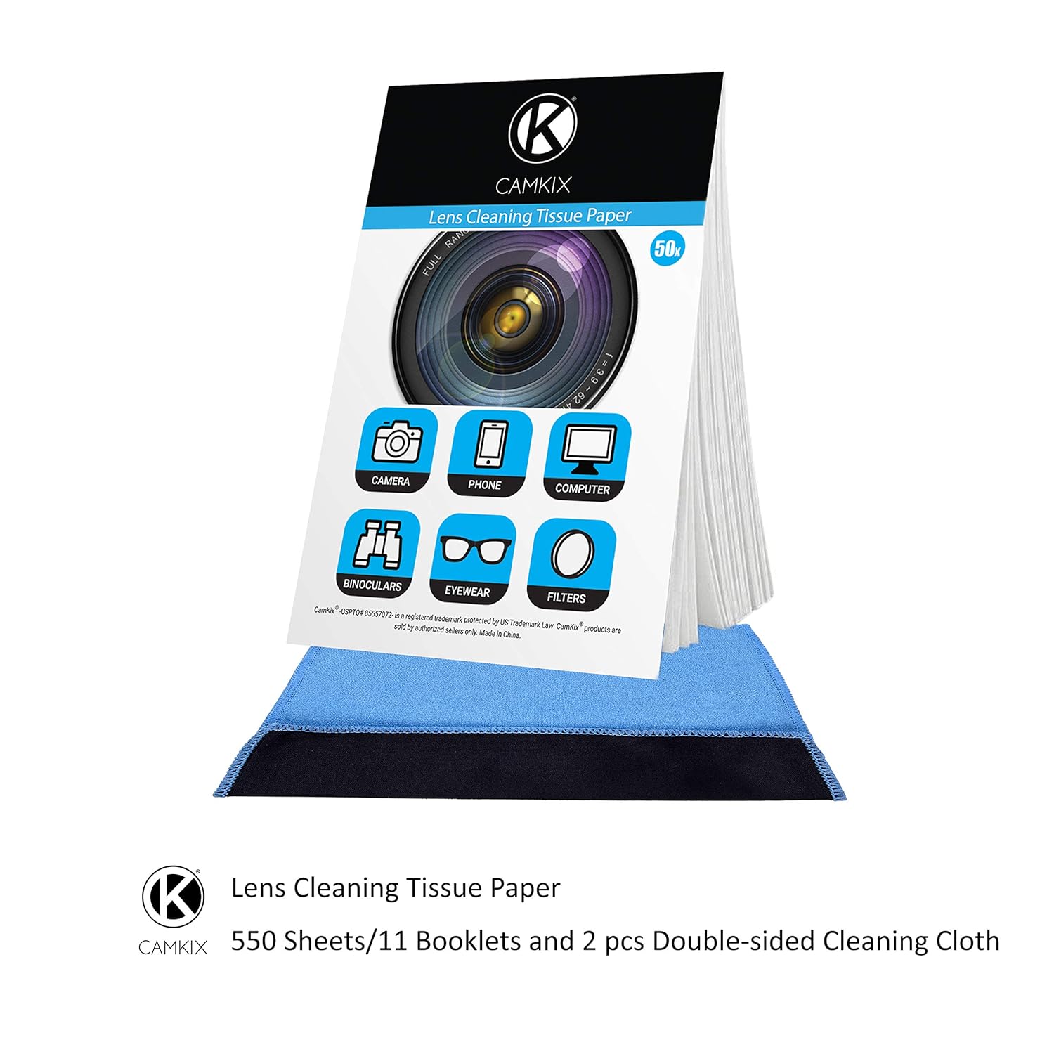 CAMKIX Pañuelos de Limpieza para Lentes 11 Paquetes / 550 Hojas + ...