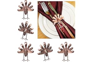 HADDIY Thanksgiving Turkey Napkin Rings,Set of 12 Vintage Bronze Metal Fall Napkin Holder for Autumn Thanksgiving Dinner Table Settings Decoration