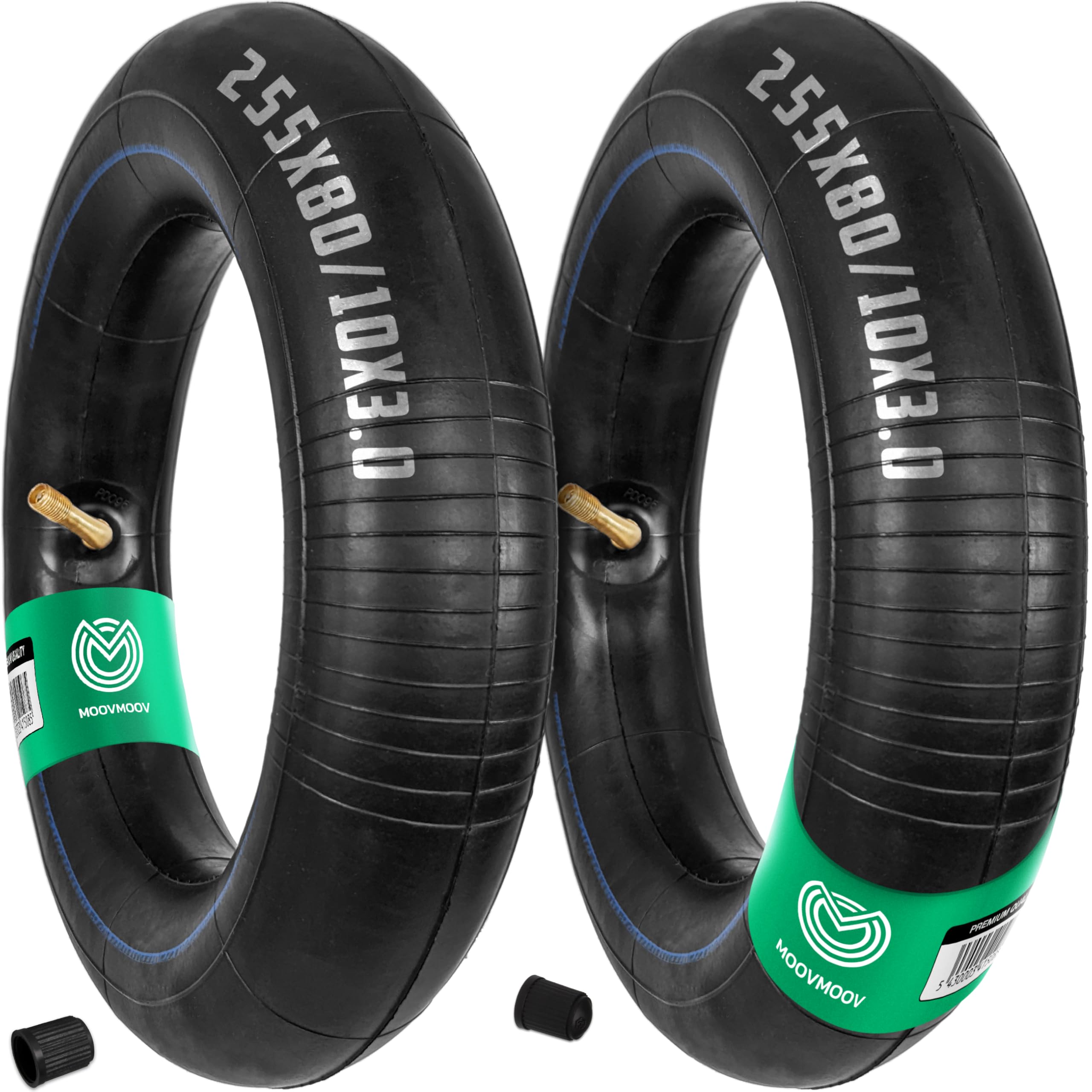 MOOVMOOV 255x80 (10x3) Inner Tubes with 60/45 Bent Valve for Electric Scooters - Compatible with 10-inch Inflatable Tyres