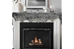 Gothic Web Lace Fireplace Cover – Hauntingly Elegant Table Runner for Dark Decor