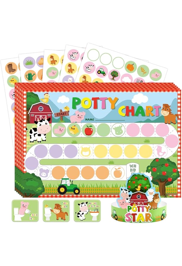 Reward Chart Construction Theme Potty Training Charts For Boys - 10 Pack With Reward Stickers Construction Theme Boys Potty Training Stickers