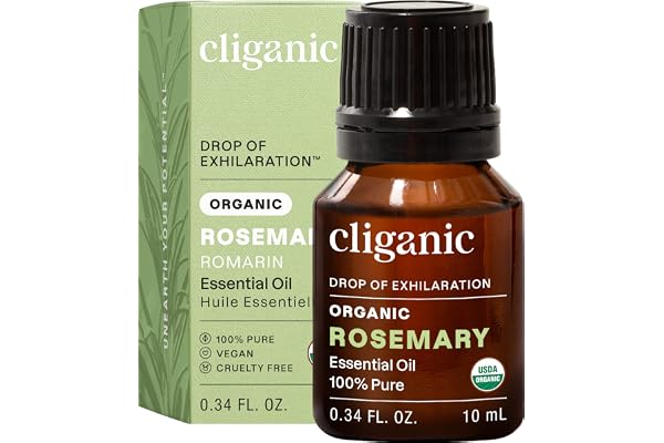Cliganic Organic Rosemary Essential Oil, 100% Pure Natural, for Hair, Skin, Aromatherapy | Non-GMO Verified