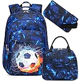 LEDAOU Backpack for Kids Boys Girls School Bags Teen Bookbags Set School Backpack with Lunch Box and Pencil Case
