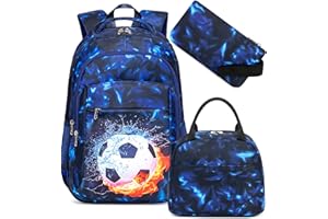 LEDAOU Backpack for Kids Boys Girls School Bags Teen Bookbags Set School Backpack with Lunch Box and Pencil Case