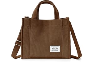 BINSUNS Corduroy Tote Bag for Women Small Satchel Bag Mini Tote Bag Aesthetic Crossbody Handbag - School Work Travel Shopping