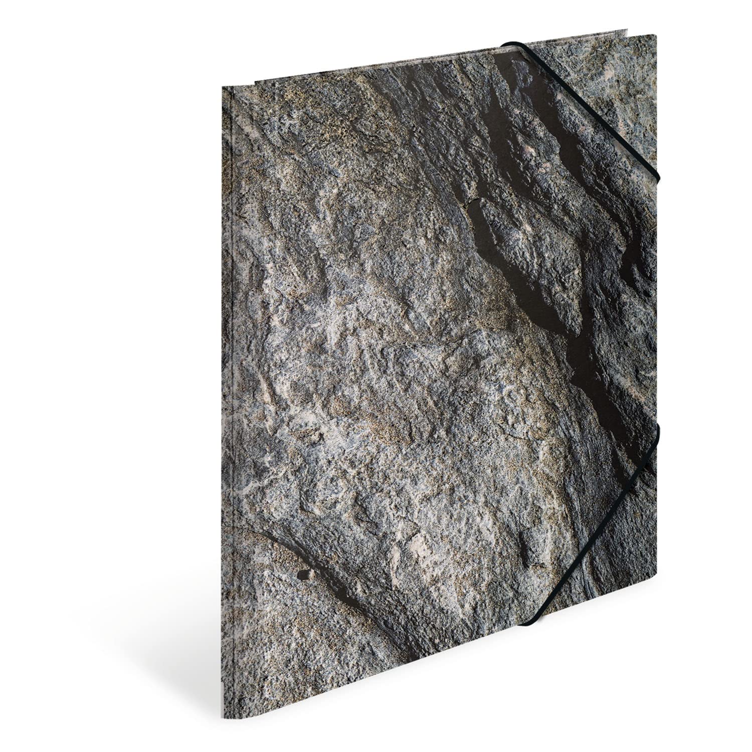 HERMA Collector's Folders A4 Natural Stone Set of 3 Children's Cardboard Corner Folder with Haptic Finish, Motif, Elastic Band, Inner Flaps and Inner Print for Boys and Girls