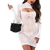 Hilergy Sexy Lingerie Dress for Women Fishnet Hollow Out Bodycon Stretchy Nightwear Exotic Beach Cover Up Outfit