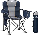 ALPHA CAMP Camping Chair Heavy Duty Foldable 450lbs Cup Holder Cooler Blue