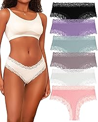 FINETOO Womens Cotton Underwear Sexy Lace Hipster