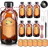 ProSuites 6 Pack Vanilla Extract Bottles 4 oz Homemade Glass Bottles for Vanilla Extract Amber Glass Jars for Syrup,Food,Sauce,Beans,Vanilla Extract Christmas Gift