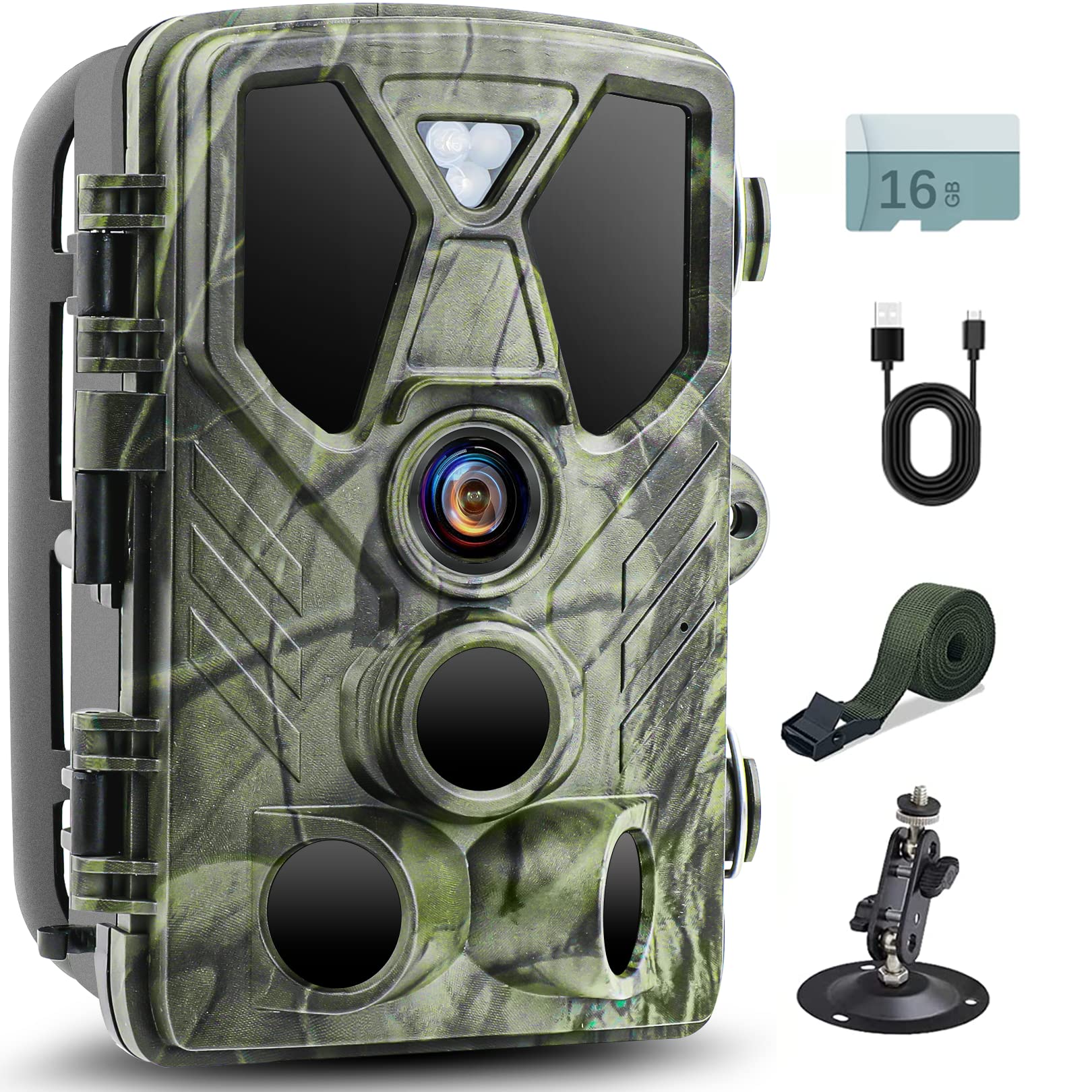 SUNTEKCAM Wildlife Camera 4K 36MP Trail Camera Infrared Night Vision 0.3S Motion Activated Waterproof Cam for Garden Camera Trap and Outdoor Nature Wildlife Scouting Include 16GB SD Card