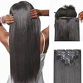 LUVME 0.59mm Zero Trace Invisible Clip in Hair Extensions, Silky Straight 7 Pcs 100g 16 Inch, 100% Real Human Hair Clip Ins, Easy Clip On Silky Boost and Comfortable Everyday Volume for Short Hair