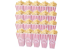 Tebery 20 Pack Plastic Open-Top Popcorn Boxes Reusable Movie Theater Style Popcorn Container Set