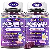 Magnesium Glycinate Gummies for Adults & Kids 4+, Sugar Free Magnesium Bisglycinate Supplement 400/200mg with B6D3, 5HTP, L-Theanine for Sleep & Relaxation, Brain, Muscle, Melatonin Free Gummies,2Pack