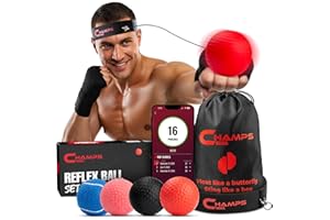 Lot de 4 balles de boxe réflexe avec application de compteur de coups de poing - Ballons de boxe avec différents poids, bande