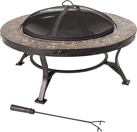 Amazon Com Pleasant Hearth Ofw909rc Charlotte Slate Fire Pit