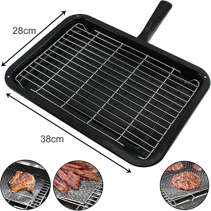 Spares2go Medium Oven Cooker Grill Pan Tray Rack & Detachable Handle