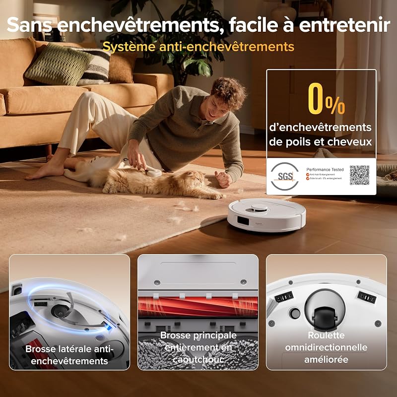 Qrevo S Pro Set Robot Aspirateur Laveur, Anti-enchevêtrements
