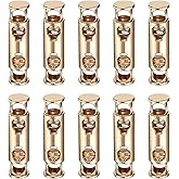 uxcell 10Pcs Double Hole Cord Locks, 5mm Metal Spring Toggle Stopper Clip for Shoelaces Drawstrings Paracord, Gold, 9mm Dia