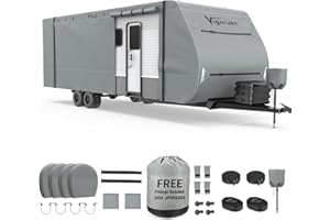 VIGORVAN RV Cover, Upgraded Super Thick Travel Trailer Cover Fits 24'1''-27', Heavy Duty Camper Cover with Jack Cover & Tire Covers & Gutter Covers for Waterproof, Windproof, Rip-Stop