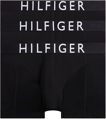 Herren 3er Pack Boxershorts Trunks mit Logobund, Schwarz (Black/Black/Black), L