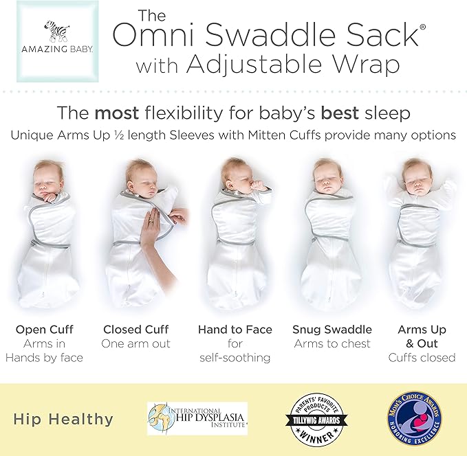 Amazing Baby Omni Swaddle Sack With Wrap Arms Up Sleeves Mitten Cuffs Gray Stars Small 0 3 Months Amazon Fr Bebes Puericulture