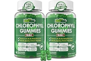 ENVYCURE Chlorophyll Gummies, Super Green 18-IN-1 with Organic Chlorella Spirulina, Wheat Grass, Magnesium, Prebiotic Fiber for Internal Deodorant*,Comfort Digestion, Metabolism,Immune, Fresh Body Odor, 2Packs